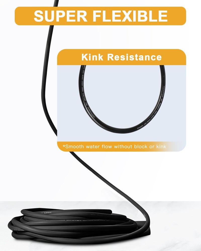 OCPTY 3200PSI Black PVC Hose 100ft [30M] M22 plug-in rods at both ends,copper nuts - Image 2
